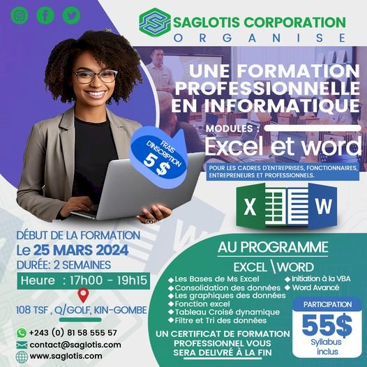 Saglotis Corporation organise une formation avancée en Excel et Word